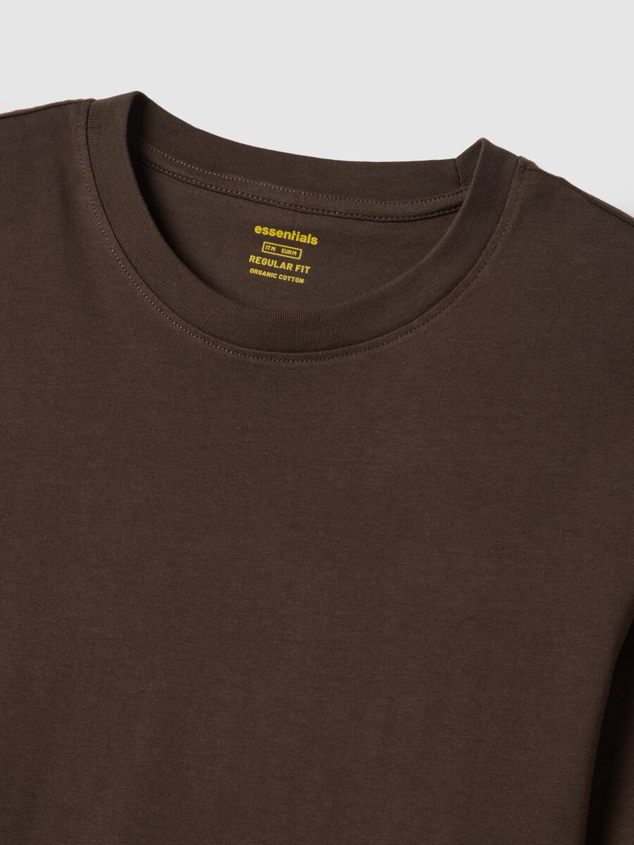 T-shirt marrone in puro cotone regular fit_5