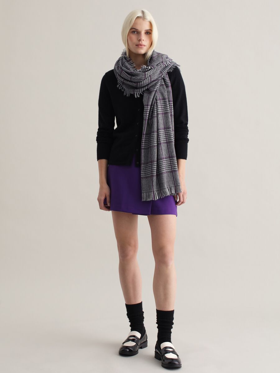 Fringed scarf with Prince of Wales check_3