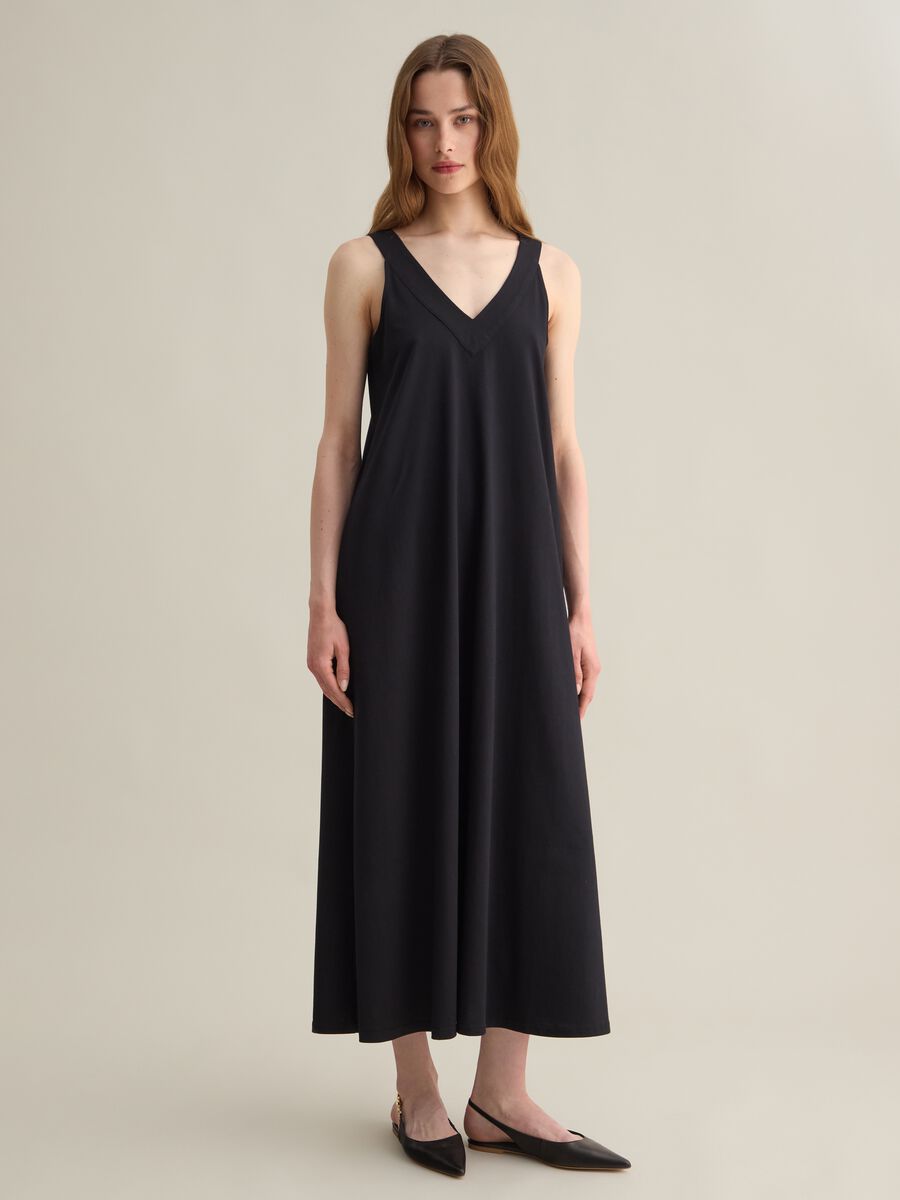 Black Long Cotton Dress_0