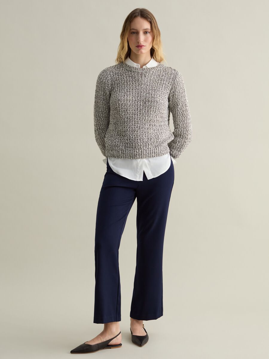 Mélange openwork pullover_1