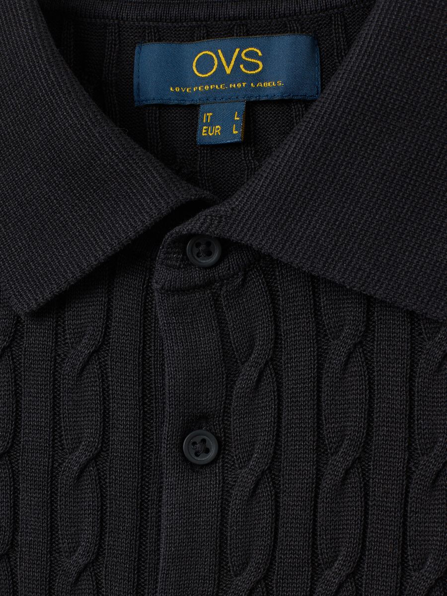 Polo in puro cotone nero regular fit_5