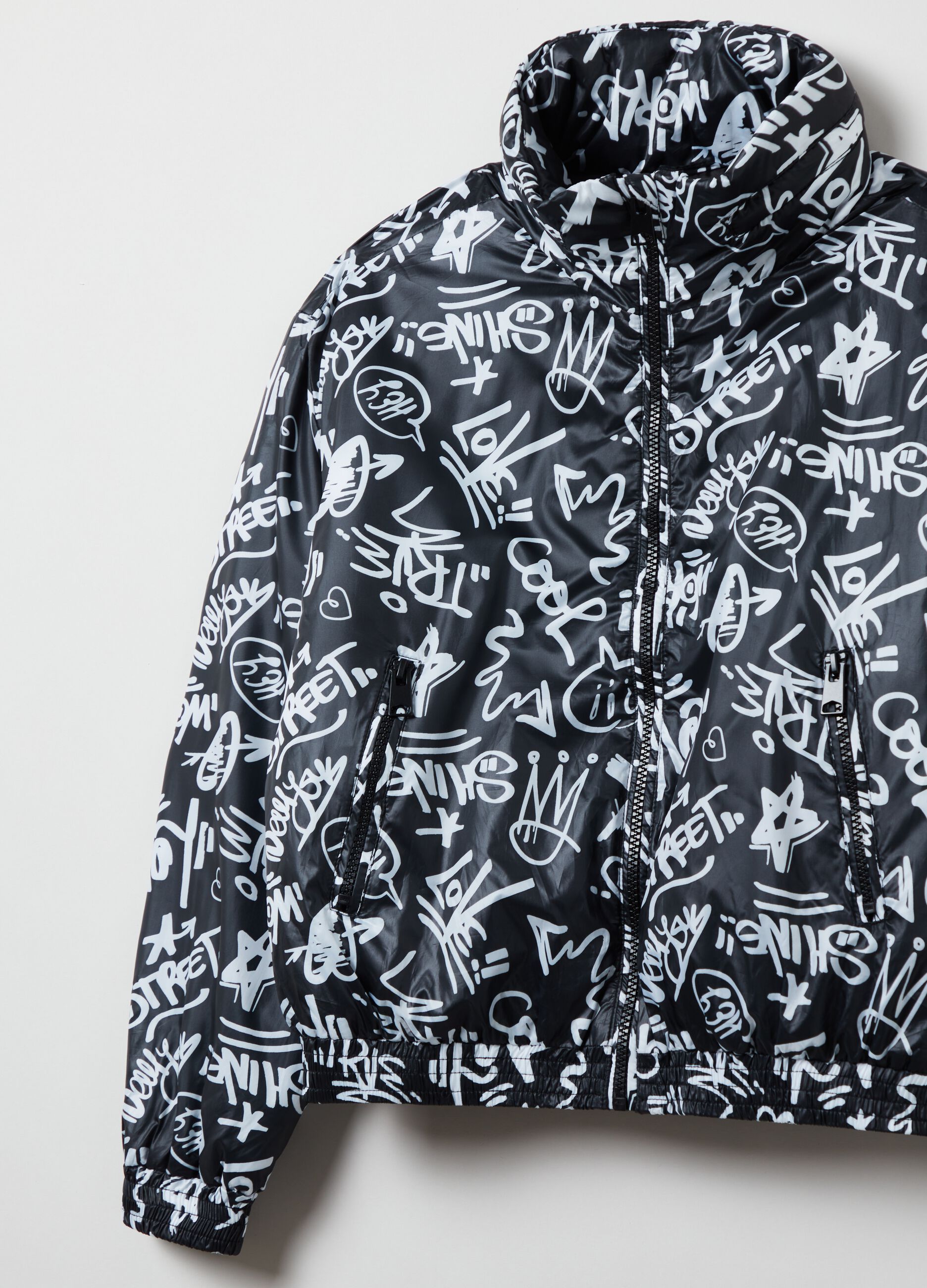 Bomber imbottito con stampa lettering