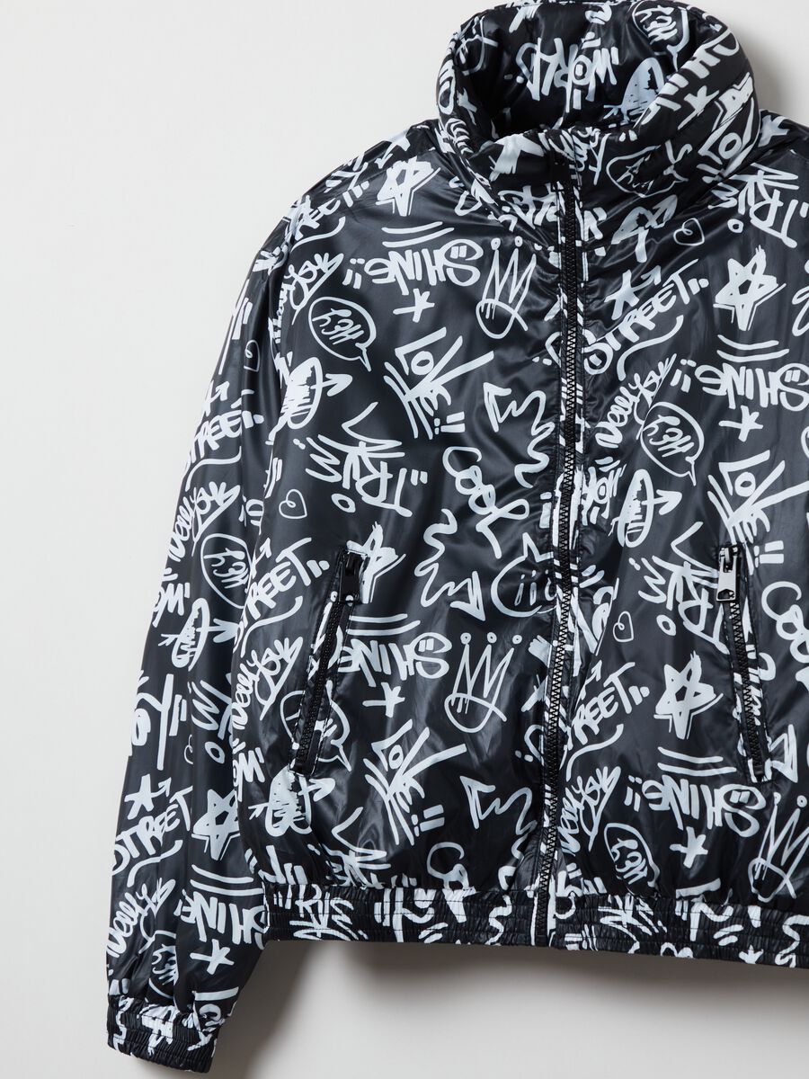 Bomber imbottito con stampa lettering_2