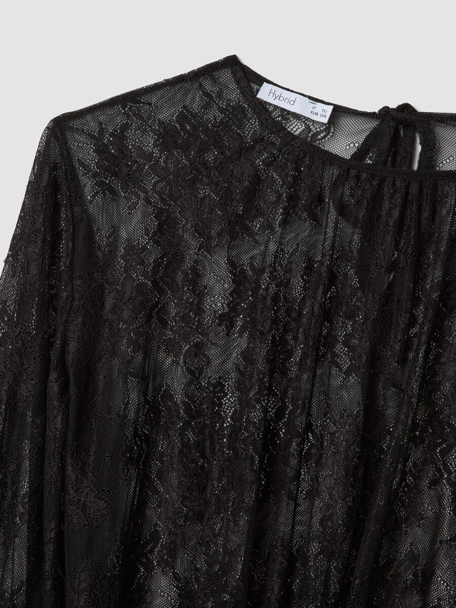 Black stretch blouse with sheer lace, regular fit_5