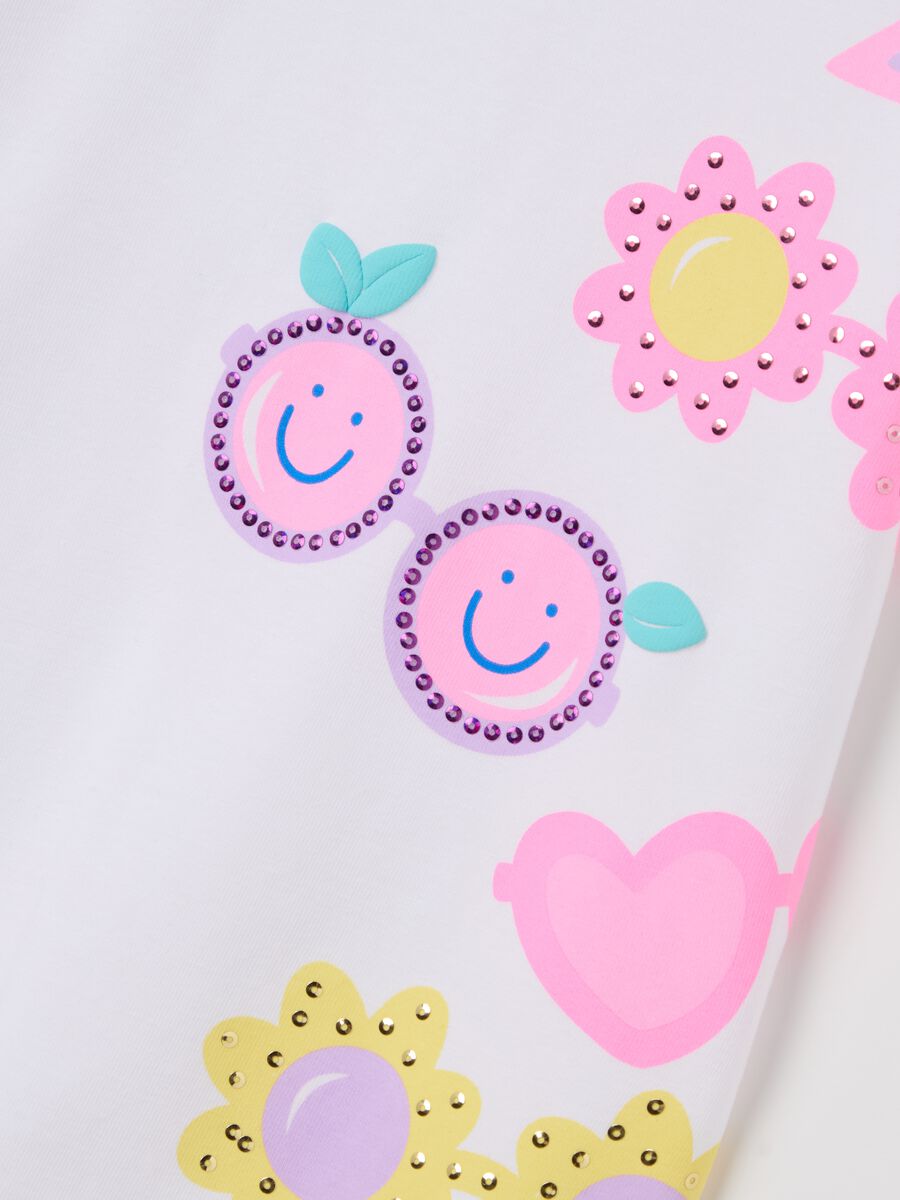 T-shirt with diamantés and sunglasses print_2