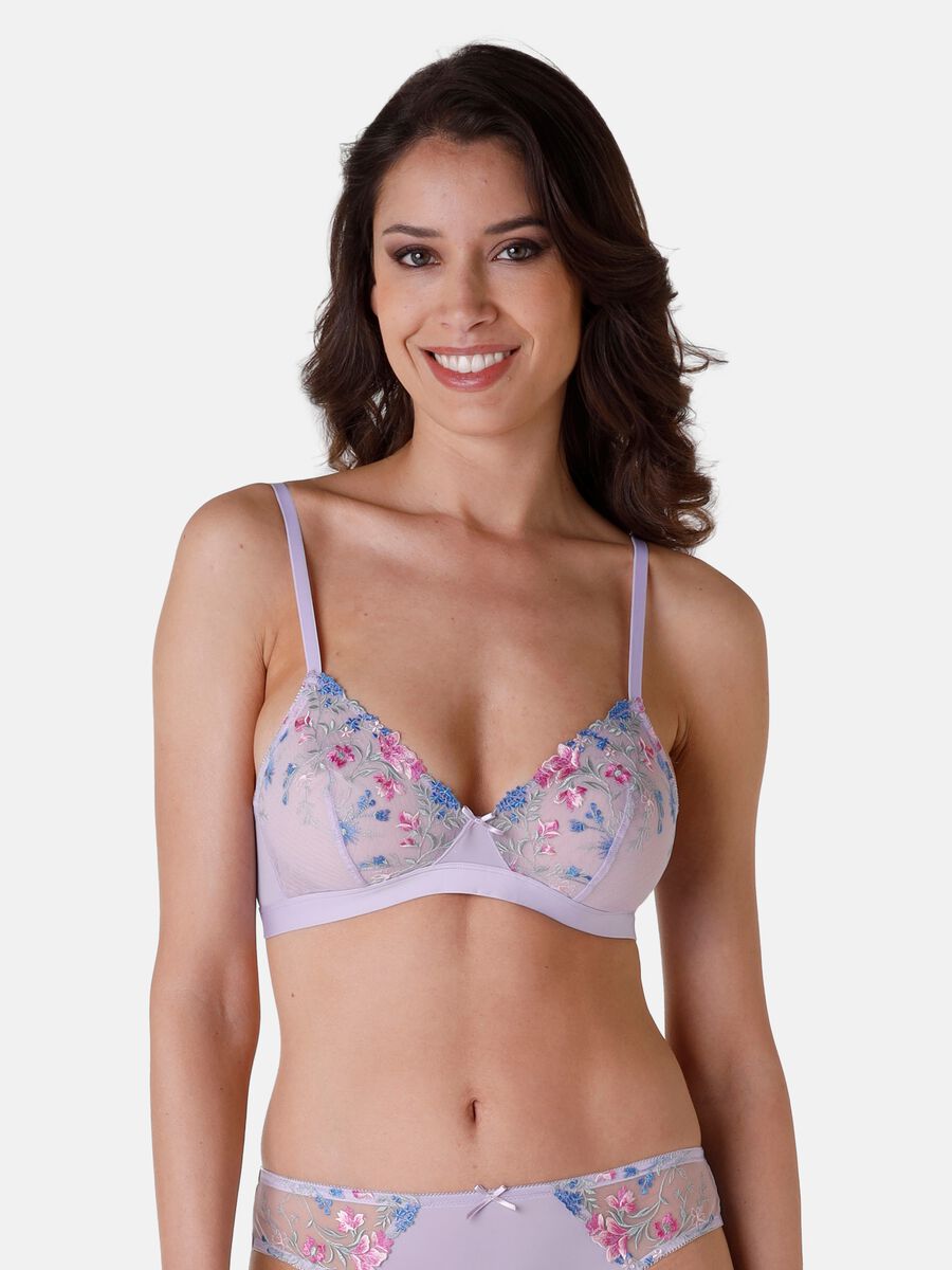 Embroidery Lace bra without underwiring_0