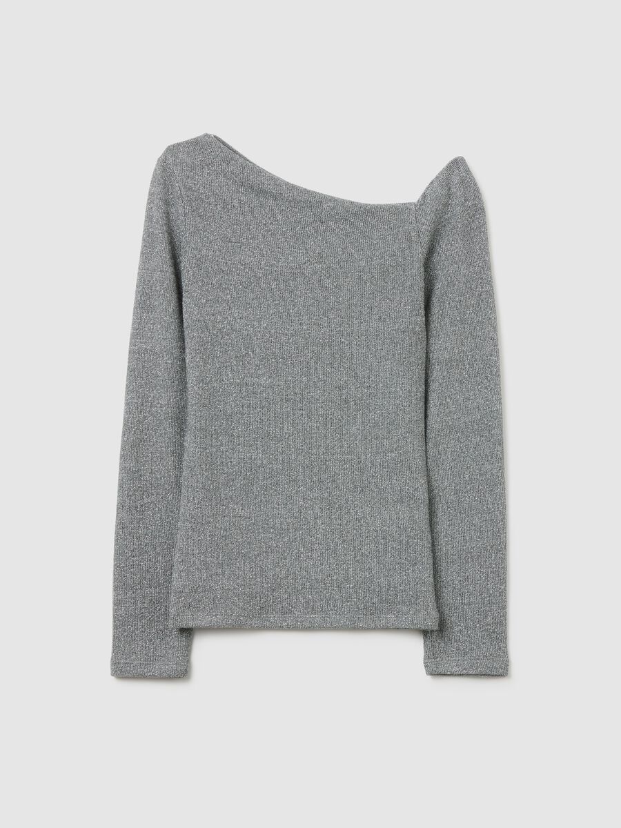 Maglia grigia regular fit con spalla scoperta_4