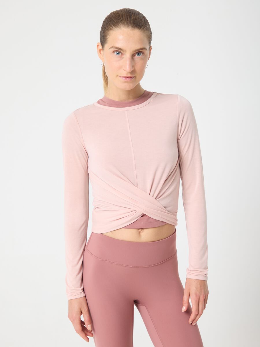 Technical Fabric Cropped T-shirt with Cross Design ALTAVIA STUDIO_0