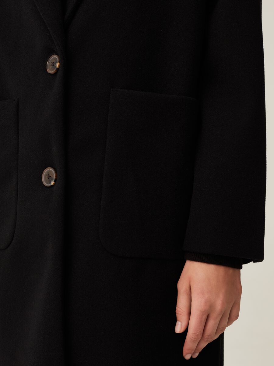 Cappotto lungo monopetto in panno_3