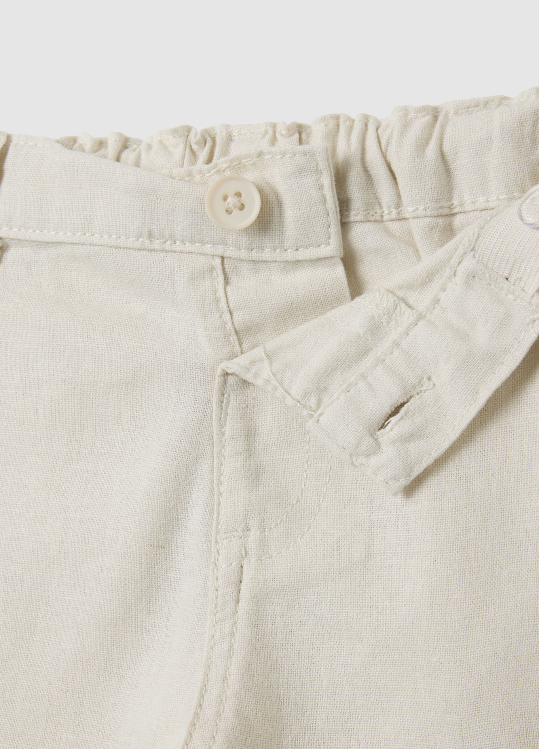 Children's Beige Linen Blend Trousers Regular Fit