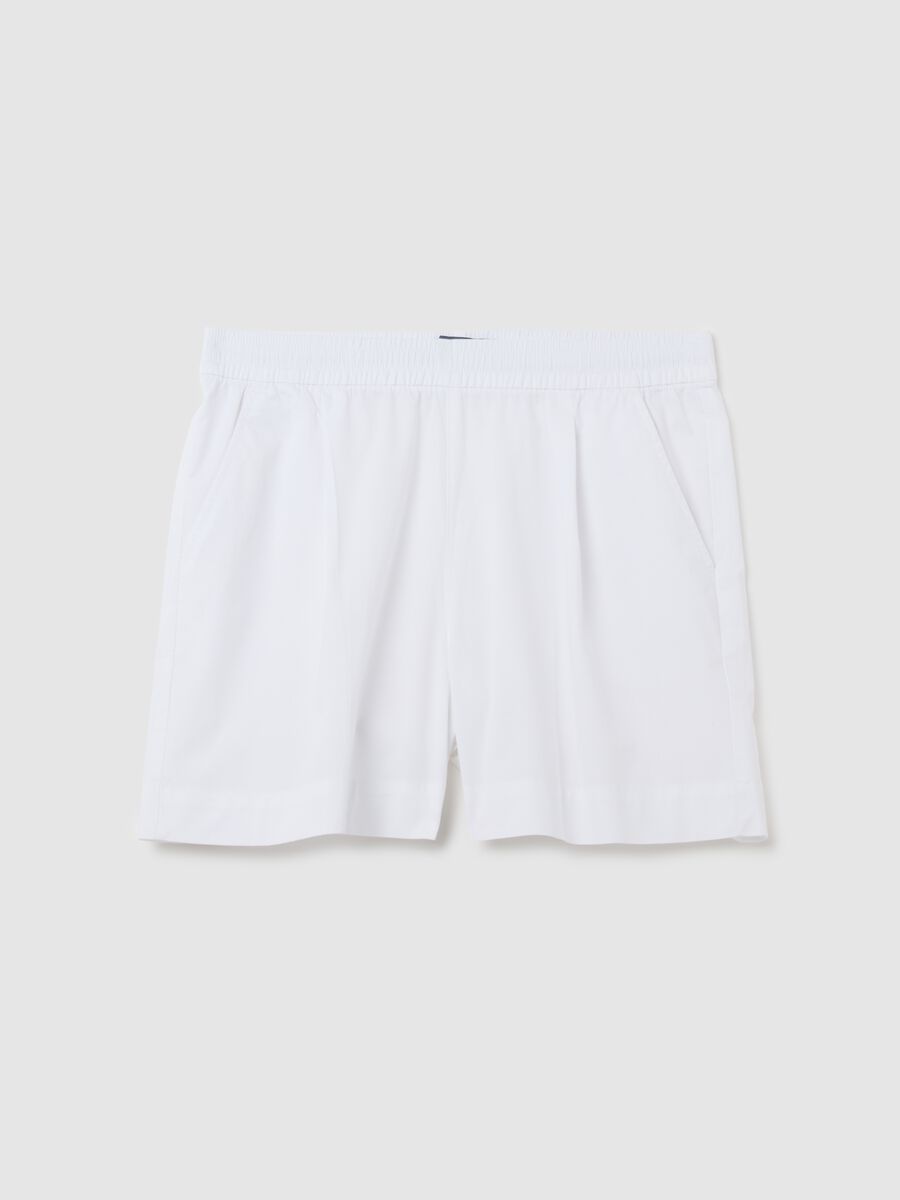Women's White Stretch Cotton Regular Fit Shorts_4