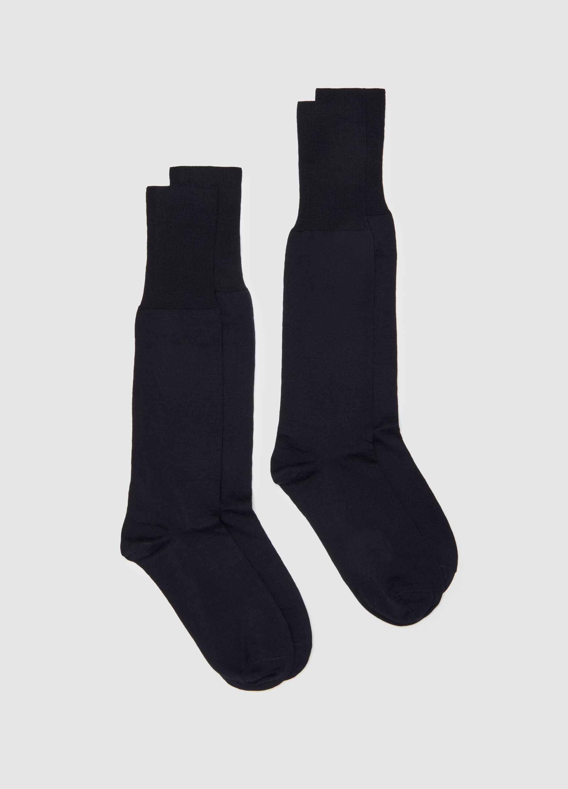 Twin-Pack Blue Wool-Blend Long Socks