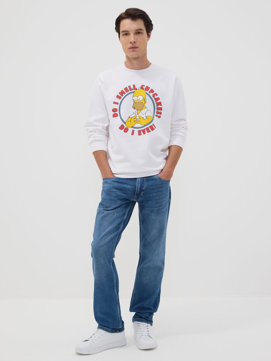 White 100% cotton sweatshirt with Simpsons print_2