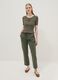 Women's Green Stretch Cotton Regular Fit Trousers_0