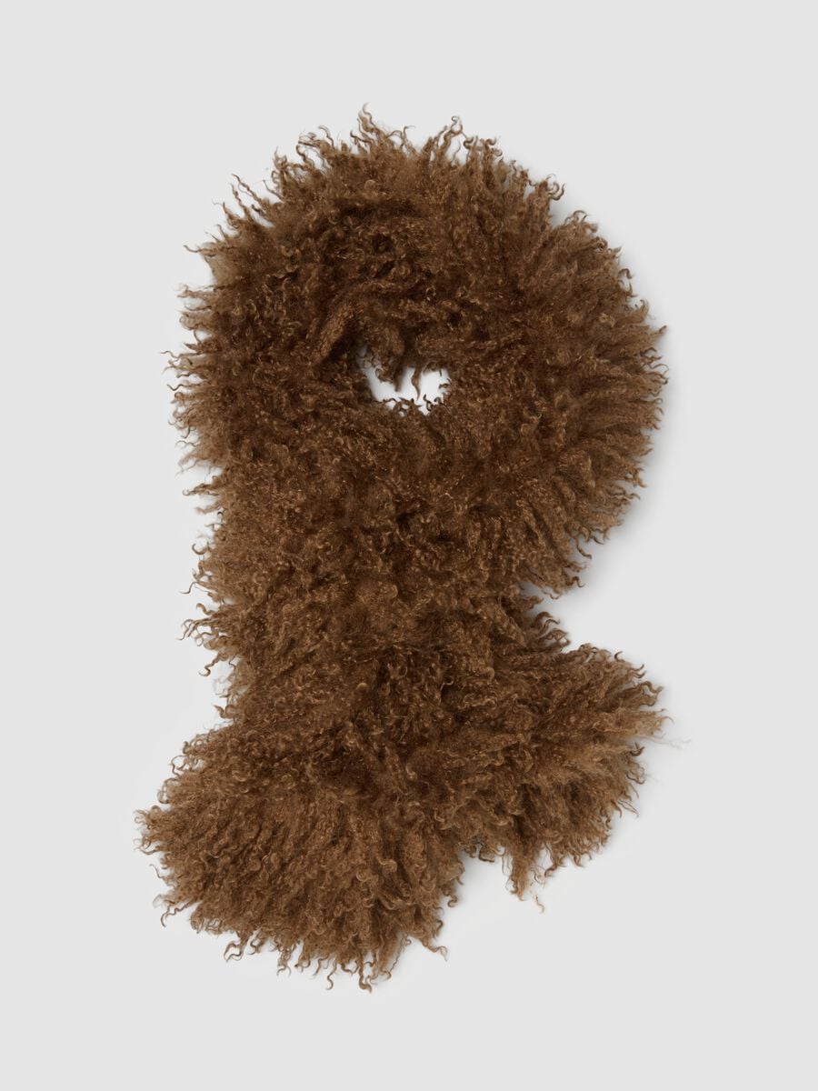 Brown teddy-effect scarf_0