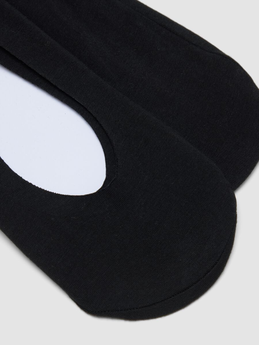 Twin pack of black invisible socks in cotton blend_2
