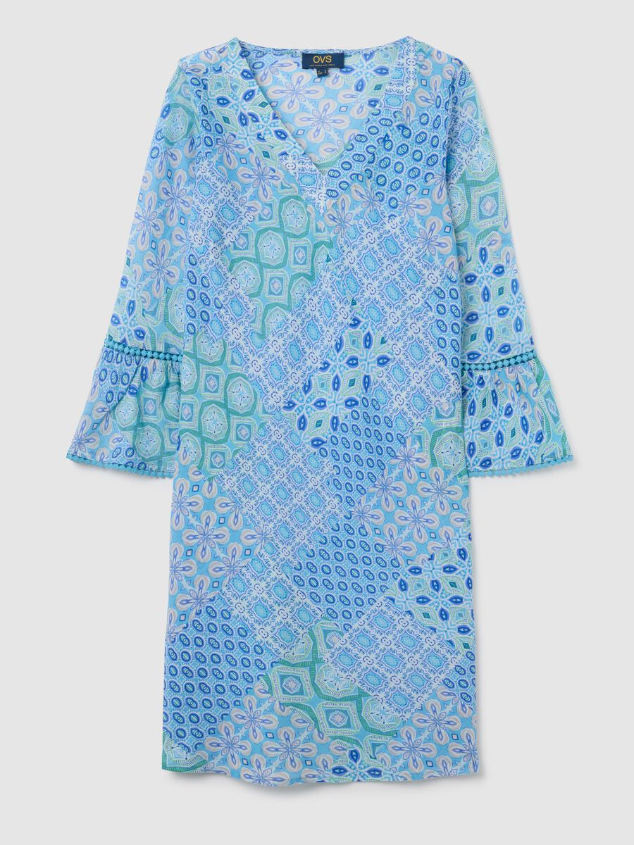 Women's Short Dress in Multicoloured Pure Cotton_4