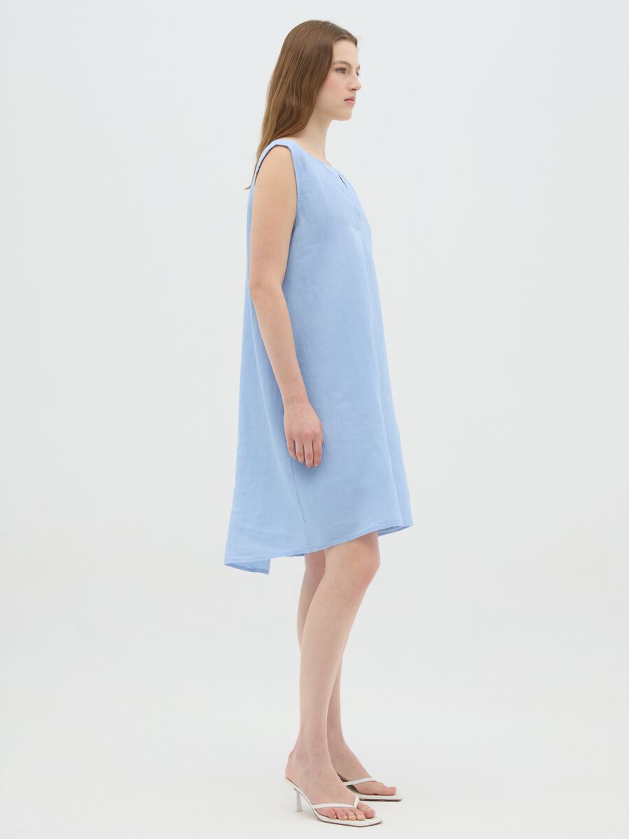 Women's dress in pure azure linen regular fit_1