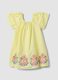 Yellow pure cotton dress with embroidery_4