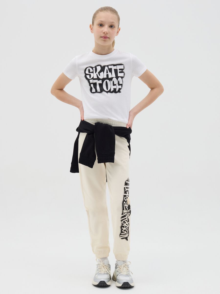 Cotton joggers with drawstring and print_1