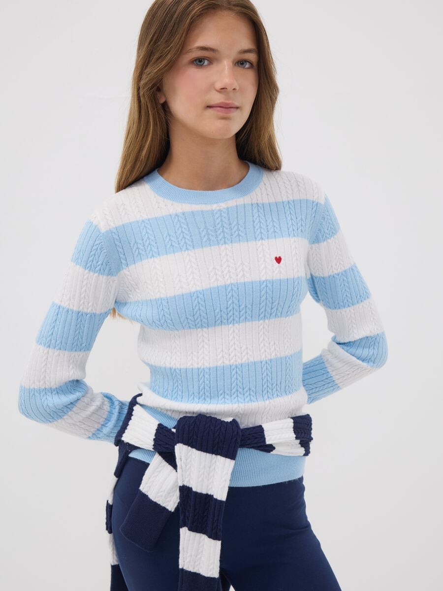 Multicolour striped viscose-blend boat-neck jumper for girls_0