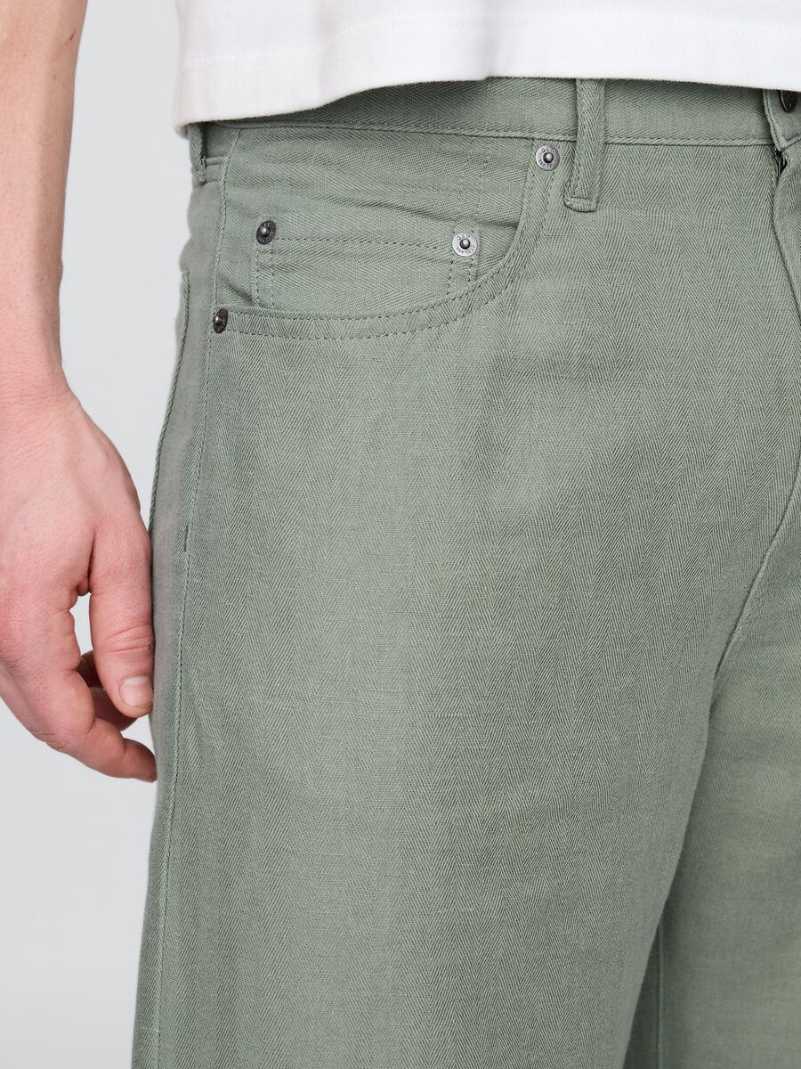 Light Green Mixed Fabric Trousers_4
