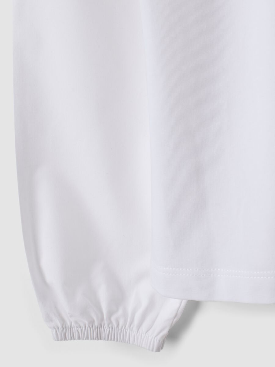 Blusa bianca in cotone elasticizzato con colletto regular fit_3
