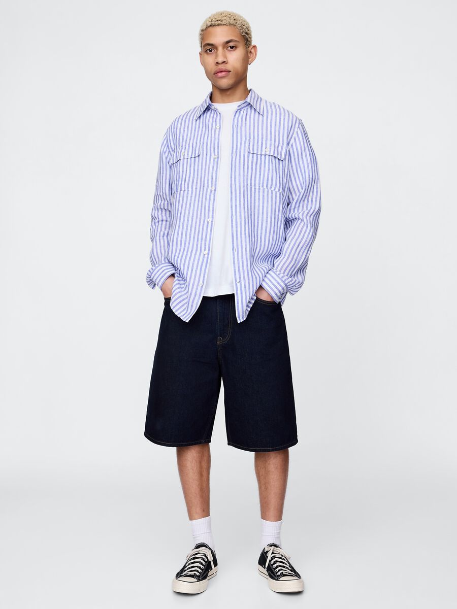 Oversized Light Blue and White Striped Shirt_1
