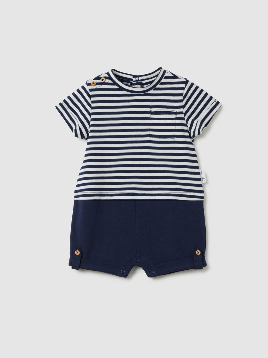 Multicoloured Pure Cotton Baby Sleepsuit with Zip_0