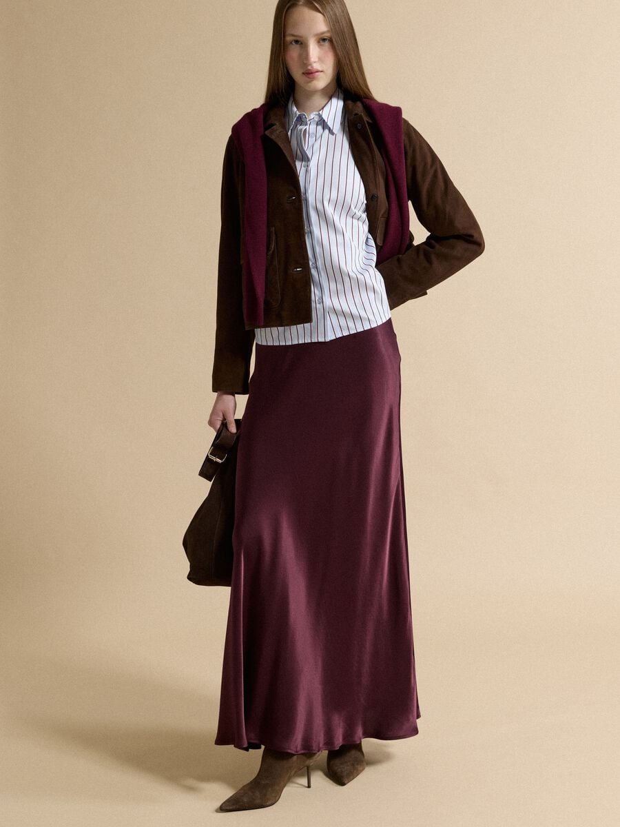 Long red skirt in pure viscose_0