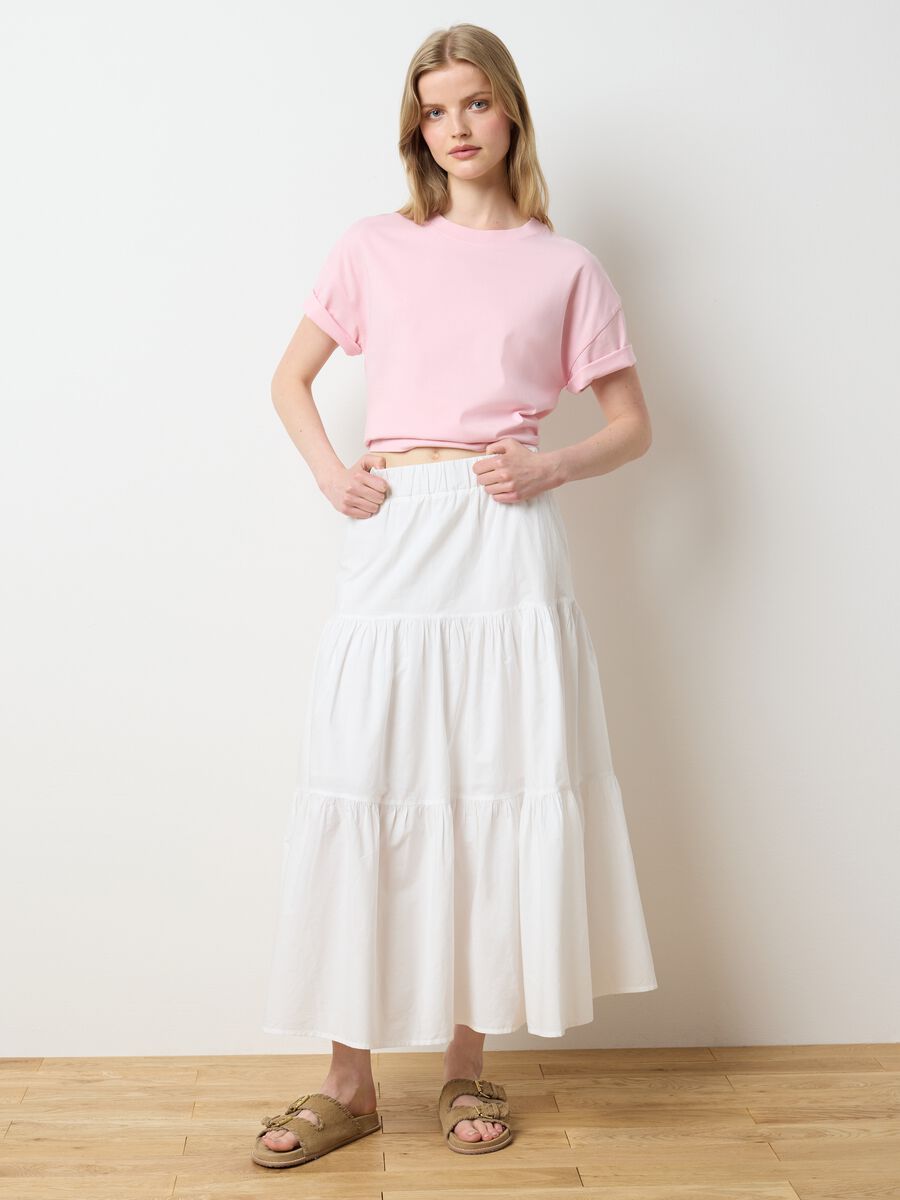 Pink crew neck organic cotton T-shirt Les Copains_2
