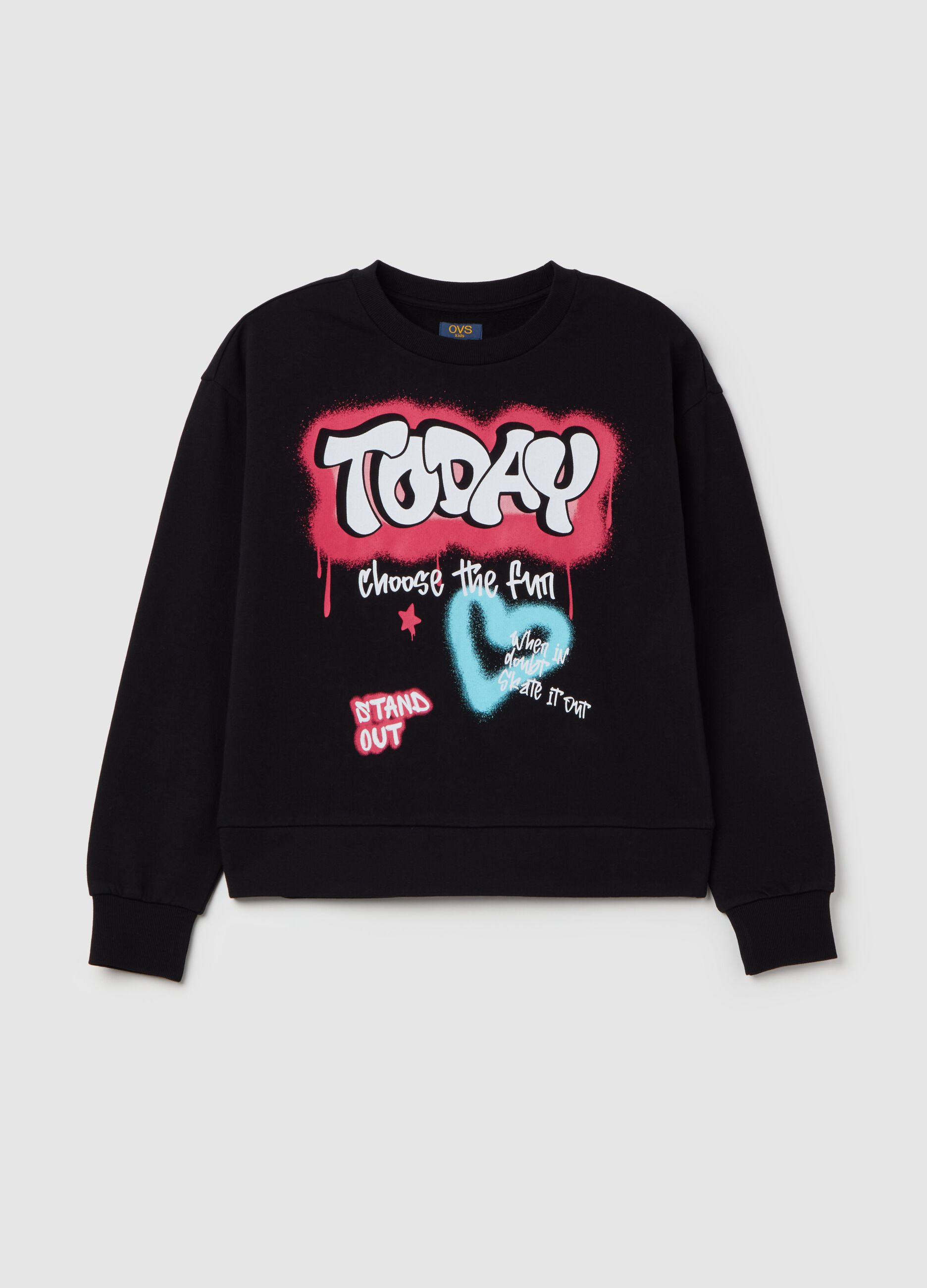 French terry sweatshirt with graffiti print