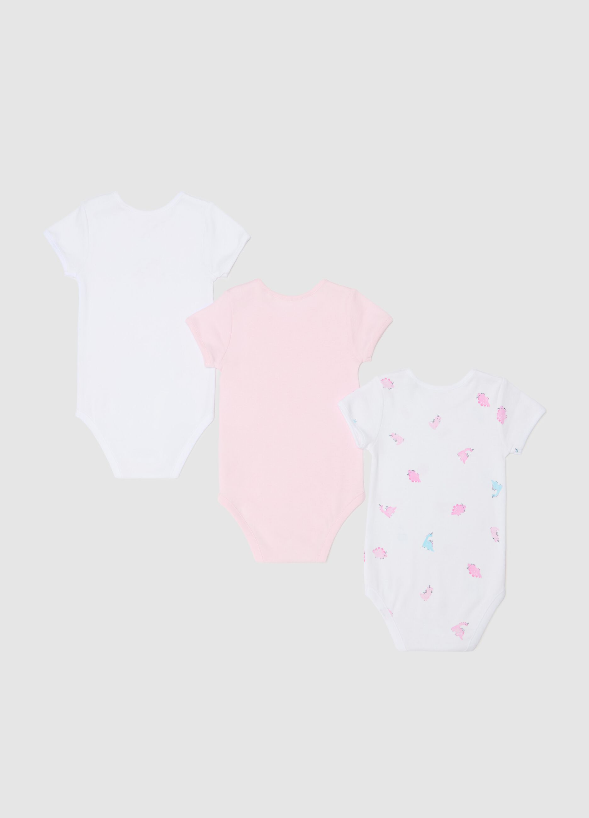 Three-pack organic cotton bodysuits with short sleeves