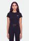 Black pure cotton crop T-shirt with crew neck and print_0