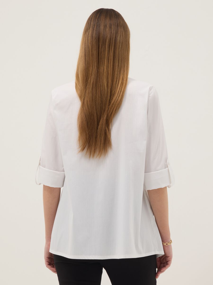 Camicia premaman in misto cotone elasticizzato bianca_2