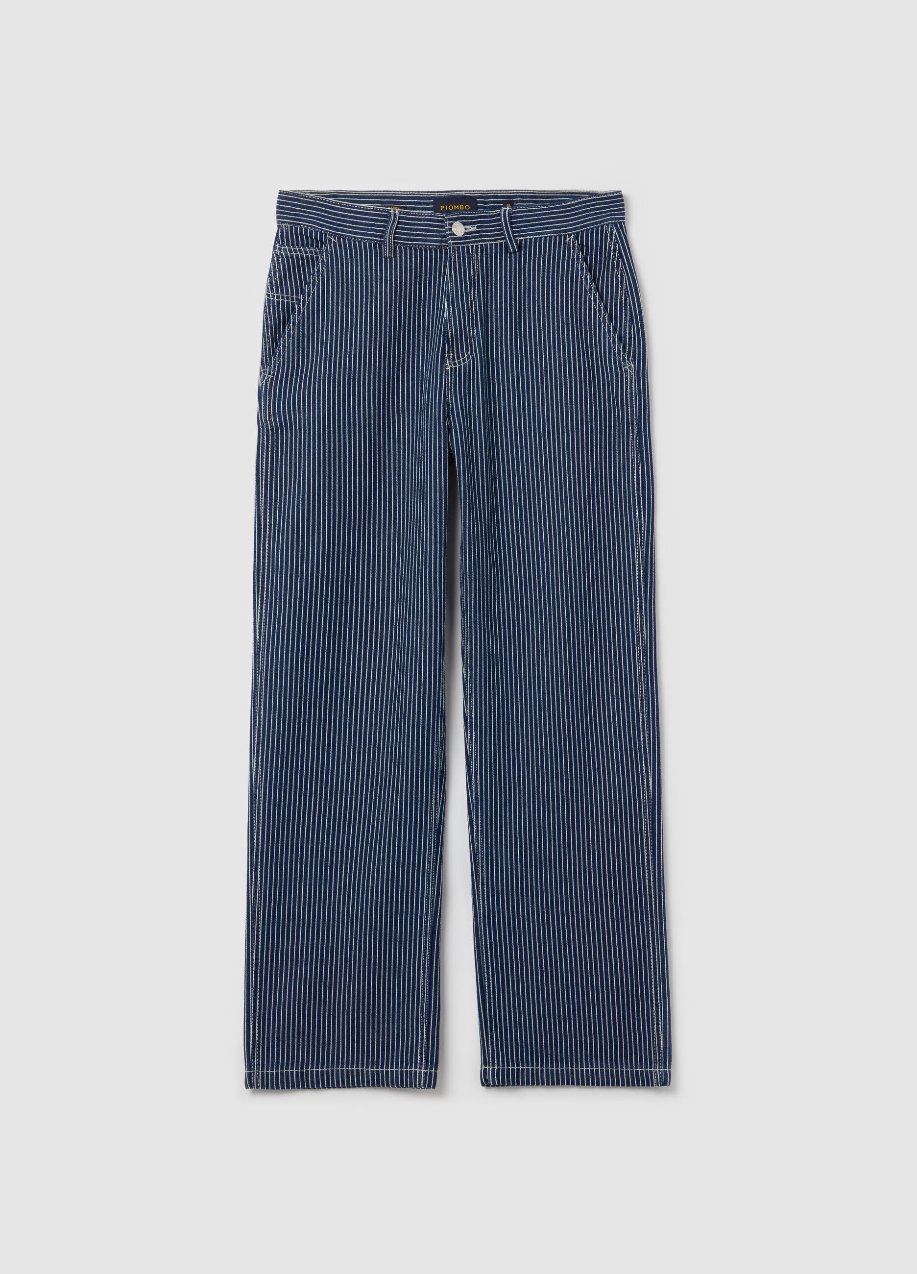 Pinstriped worker chino trousers