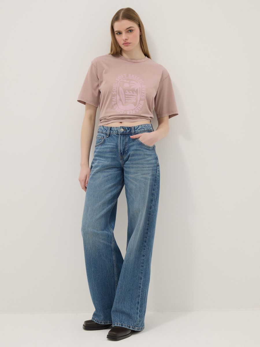 Blue denim boyfriend jeans in pure cotton_0