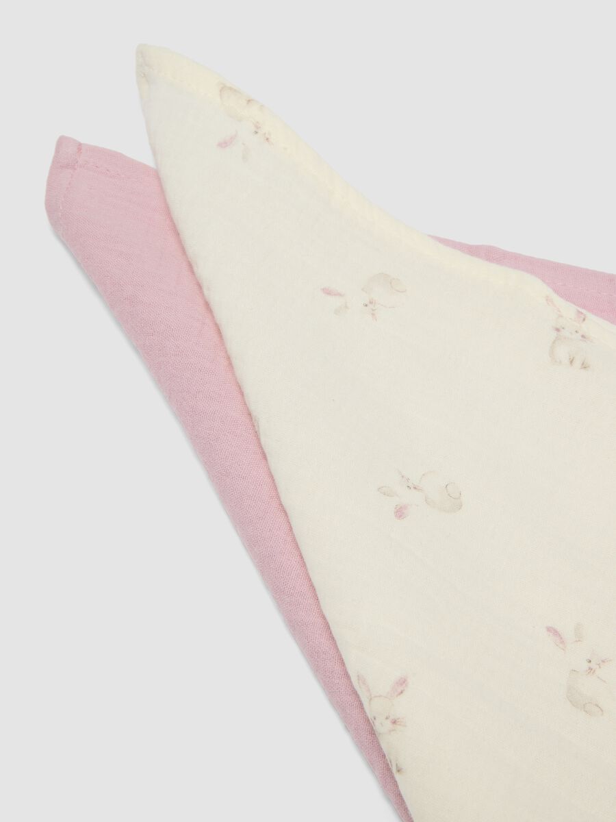 Bipack di mussole rosa e bianco in puro cotone per neonata_2
