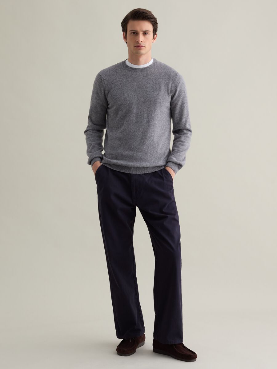 Mélange pullover with round neck in lambswool_1