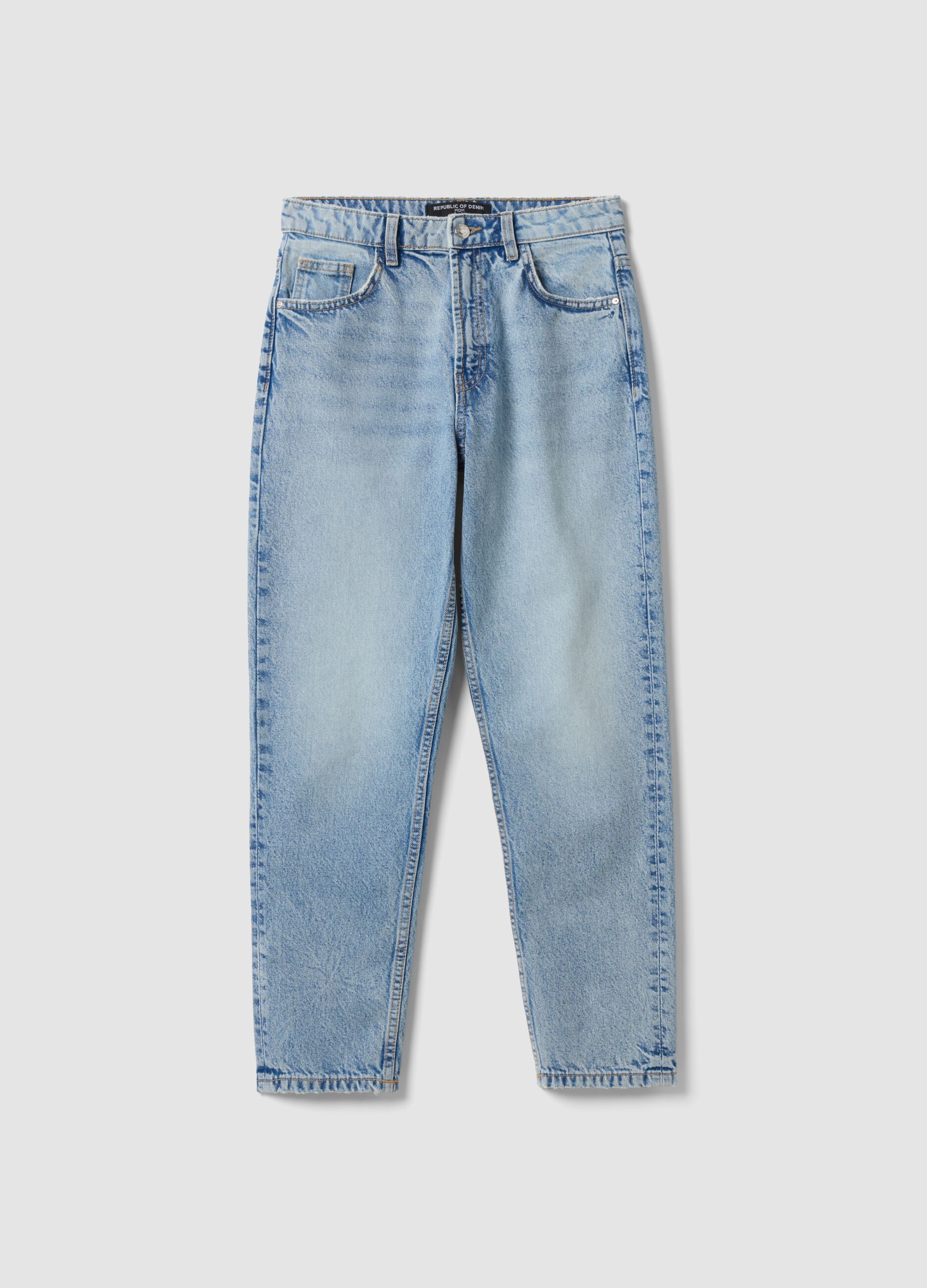 High-waisted pure cotton mom-fit denim jeans