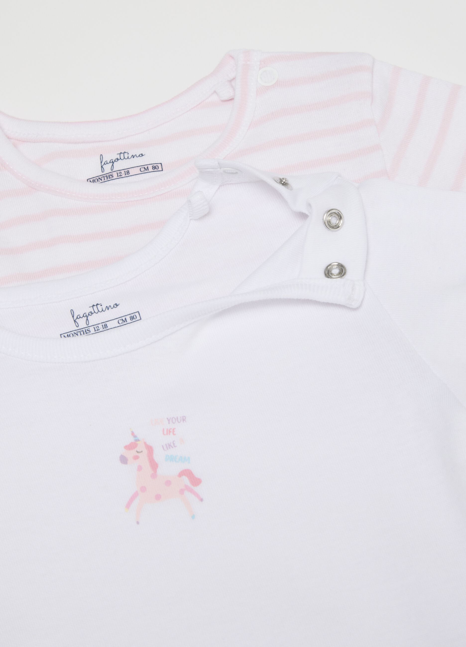Multicoloured girl's pure cotton bodysuit twin pack