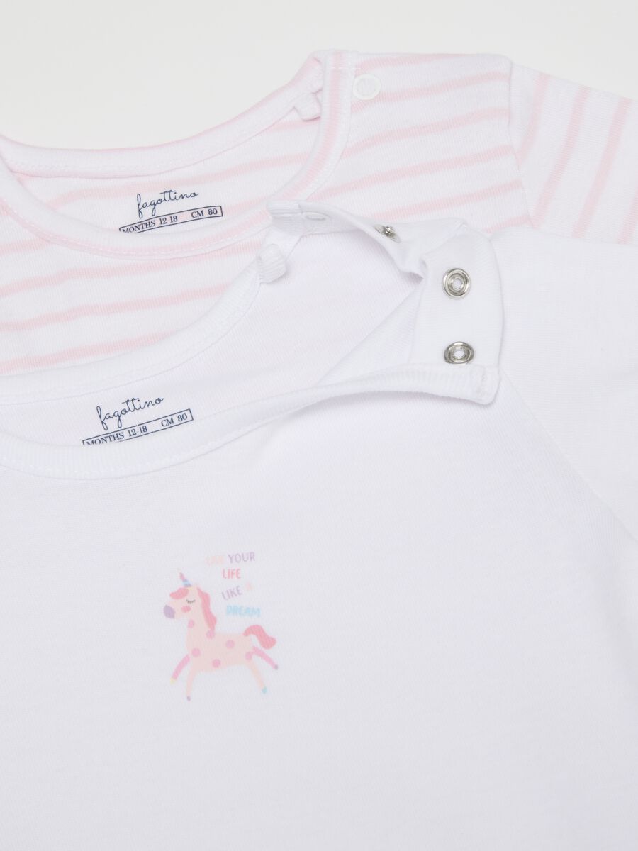 Multicoloured girl's pure cotton bodysuit twin pack_3