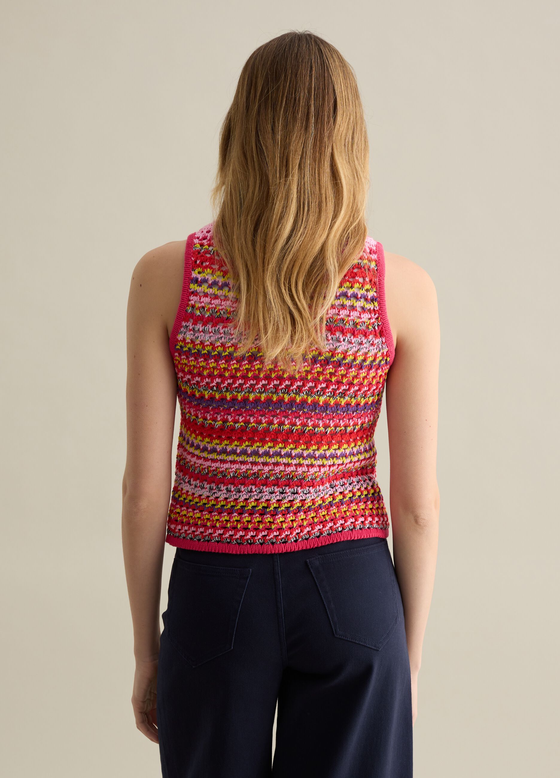 Crochet tank top in multicoloured knit