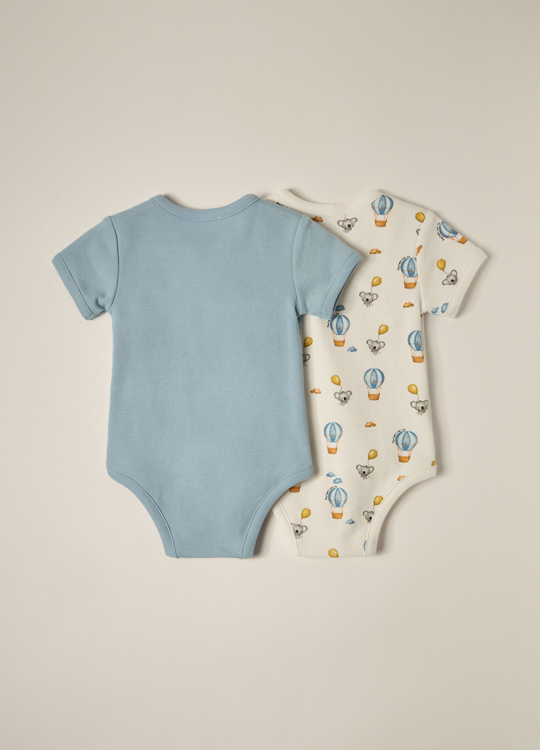 IANA newborn boy two-pack bodysuits in 100% cotton interlock