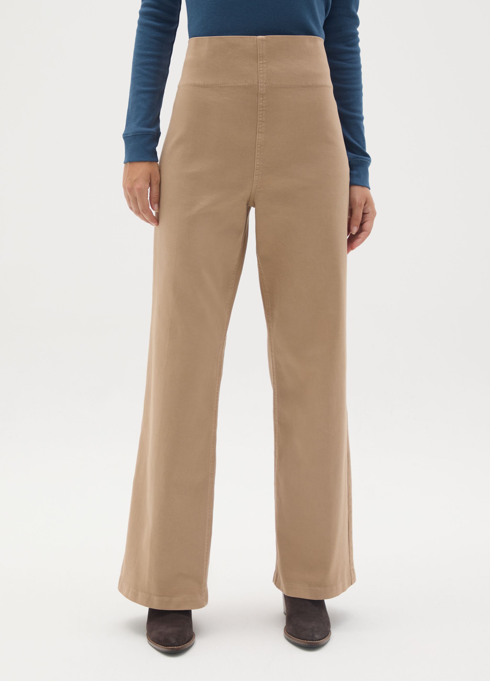 Wide Beige Maternity Jeans