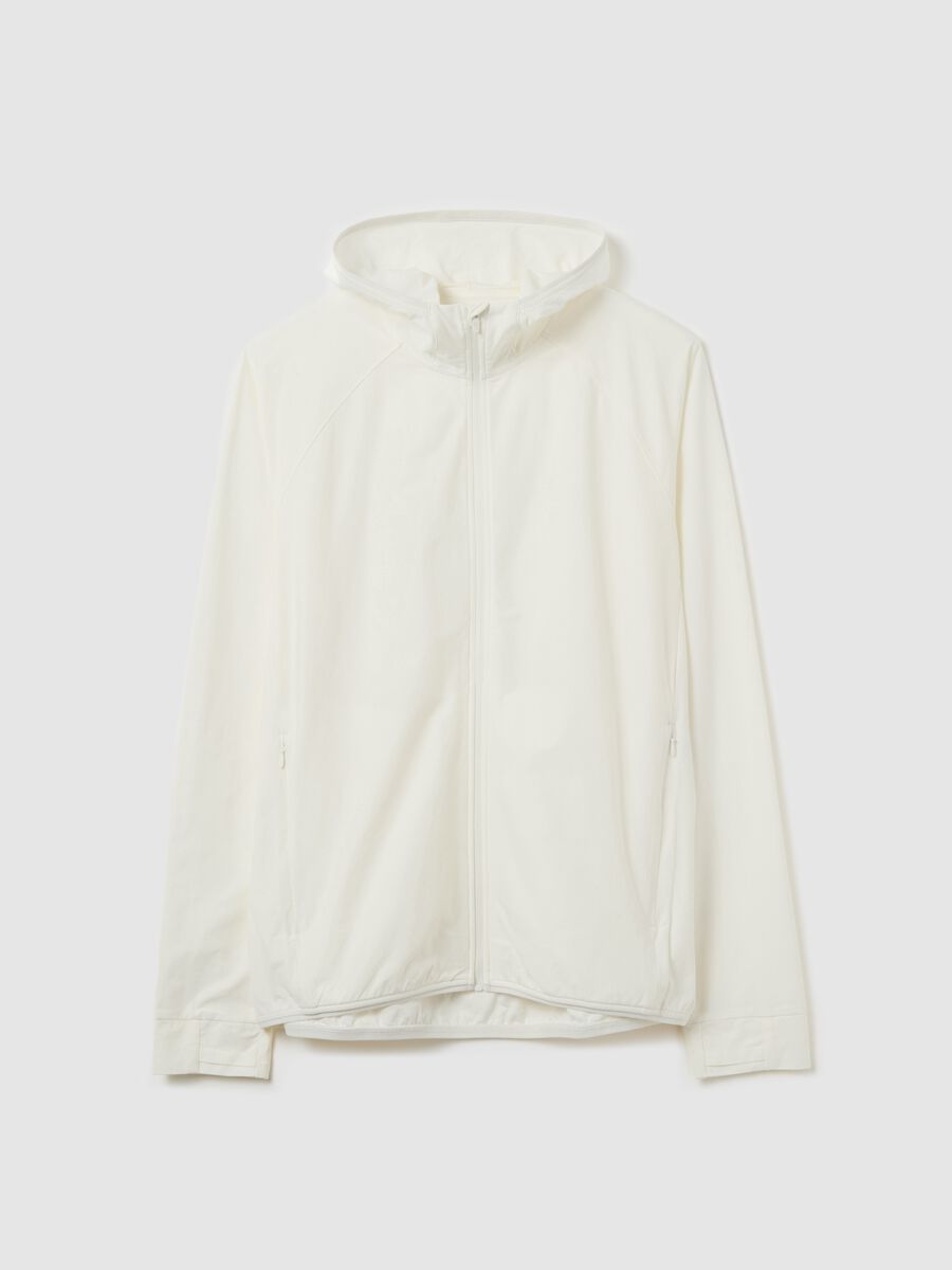 Full-zip sweatshirt in technical fabric with hood_4