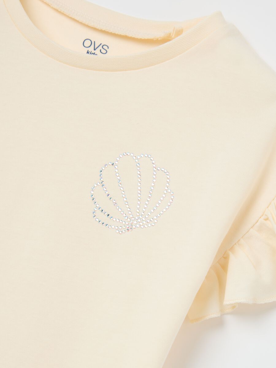 White T-shirt in cotton with diamantés_2