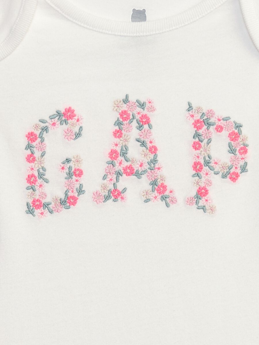 Cotton bodysuit with floral logo embroidery_2