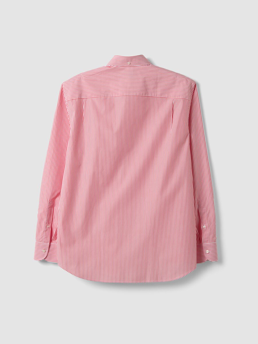 Camicia rossa e bianca a righe in puro cotone regular fit_2