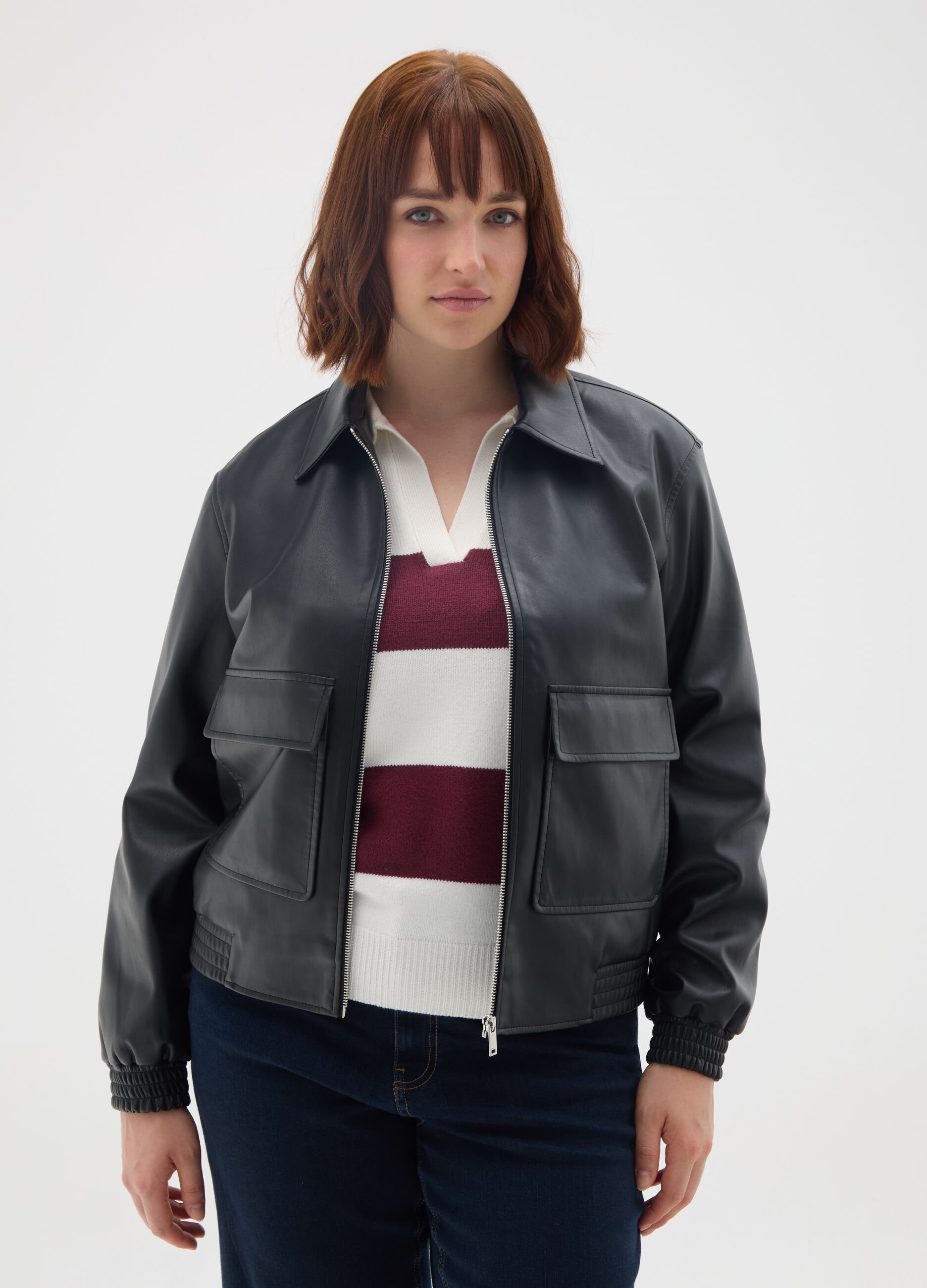 Black regular fit jacket with zip